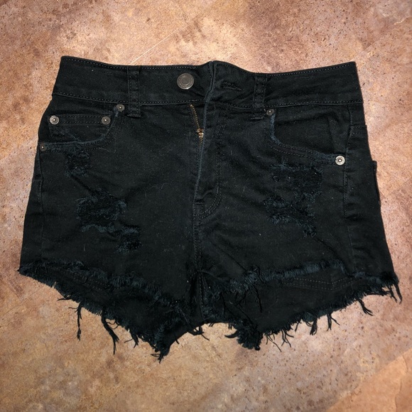 *SOLD* black distressed shorts - Picture 1 of 2